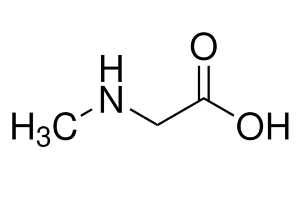 Structure chimique de la sarcosine.