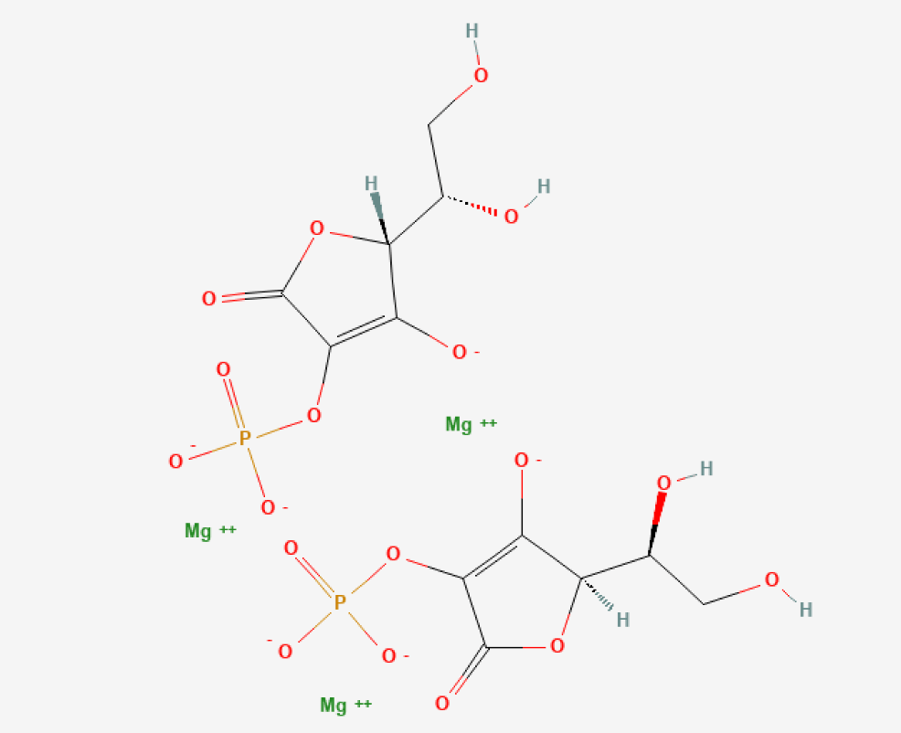 Structure chimique du "Magnesium Ascorbyl Phosphate".