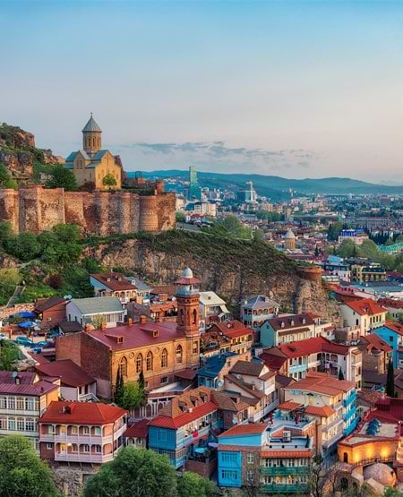 Udsigt over Tbilisi Aerial i Georgien