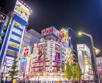 Det berømte distrikt Akihabara i Tokyo, Japan