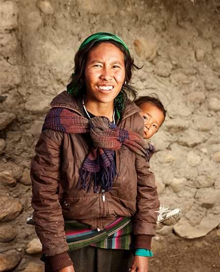 Tibetansk mor og søn i Kina Tibetansk mor og søn i Kina