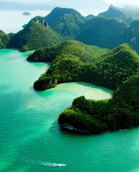 Udsigt over paradisøerne Langkawi, Malaysia