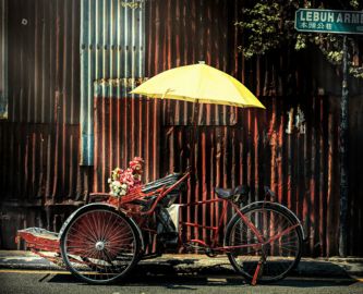 Trishaw-cykeltaxa i George Town på øen Penang, Malaysia