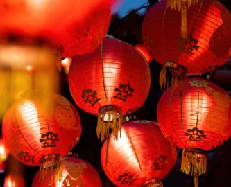 Kinesiske lanterne i Chinatown i Kuala Lumpur, Malaysia