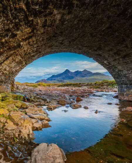 Sligachan-broen på Isle of Skye i Skotland