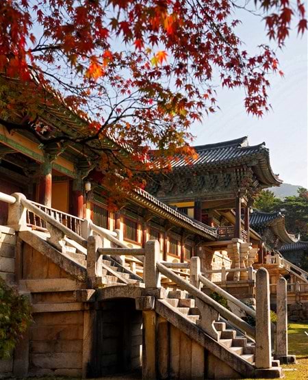 Bulguksa-templet i Gyeongju, Sydkorea Bulguksa-templet i Gyeongju, Sydkorea