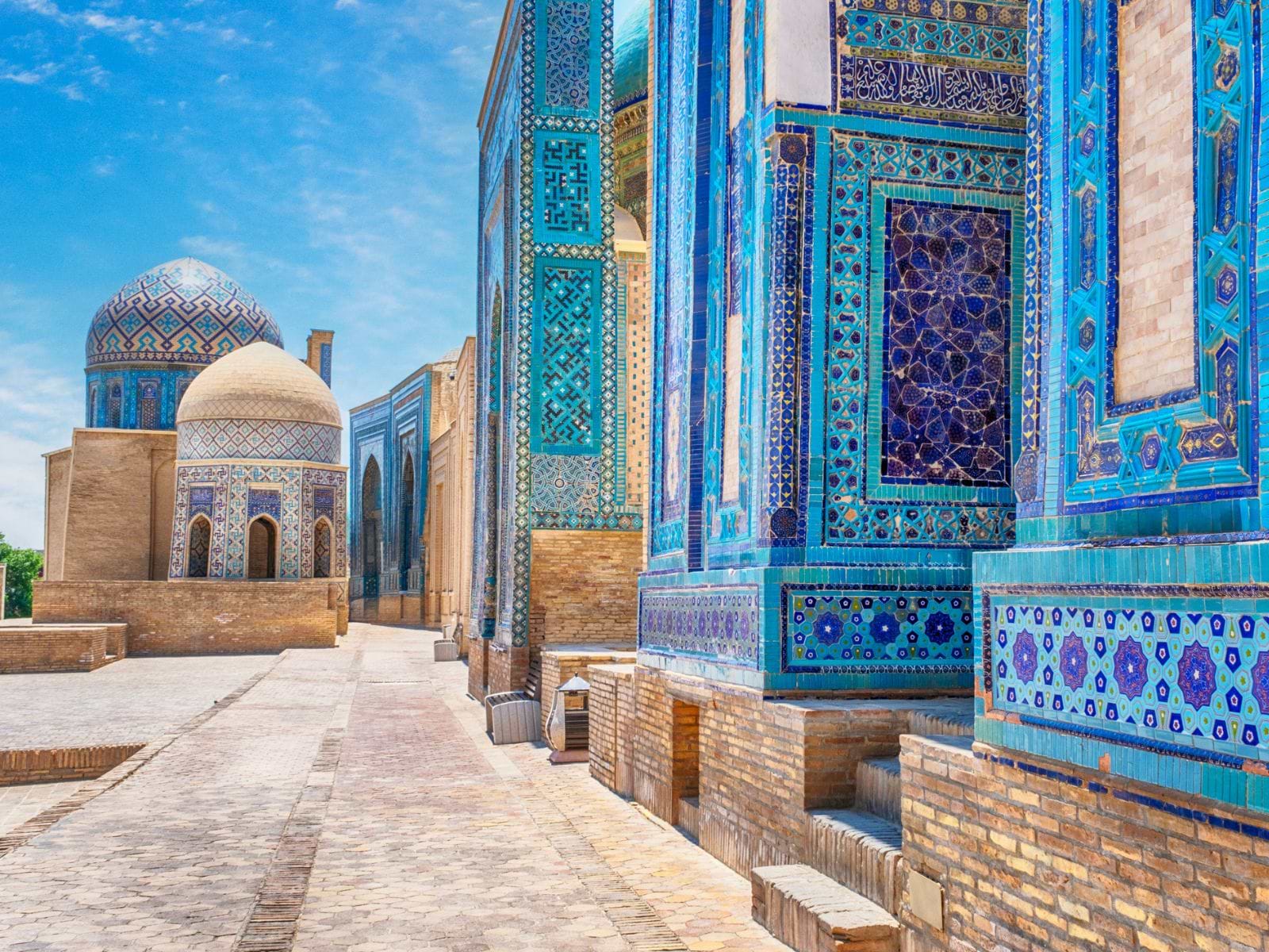 Samarkands smukke, blå arkitektur, Usbekistan