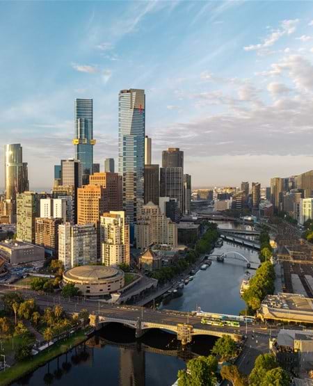 Melbournes skyline og Yarra River, Australien
