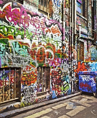 Graffiti i en laneway i Melbourne, Australien
