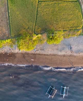 Lovina stranden på Bali Rismark og både på vandet ved Lovina på Bali
