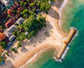 Luftfoto over Sanur strand på Bali Luftfoto over Sanur strand på Bali
