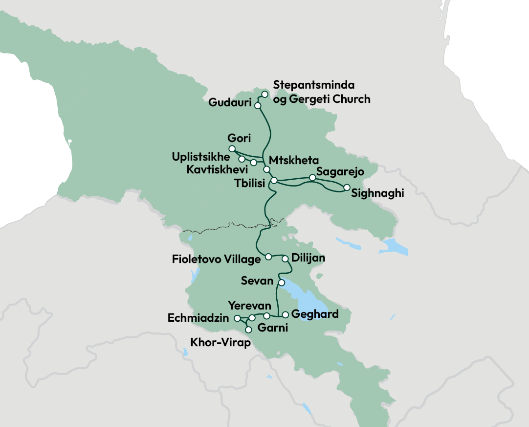 Kort over ruten, Armenien & Georgien