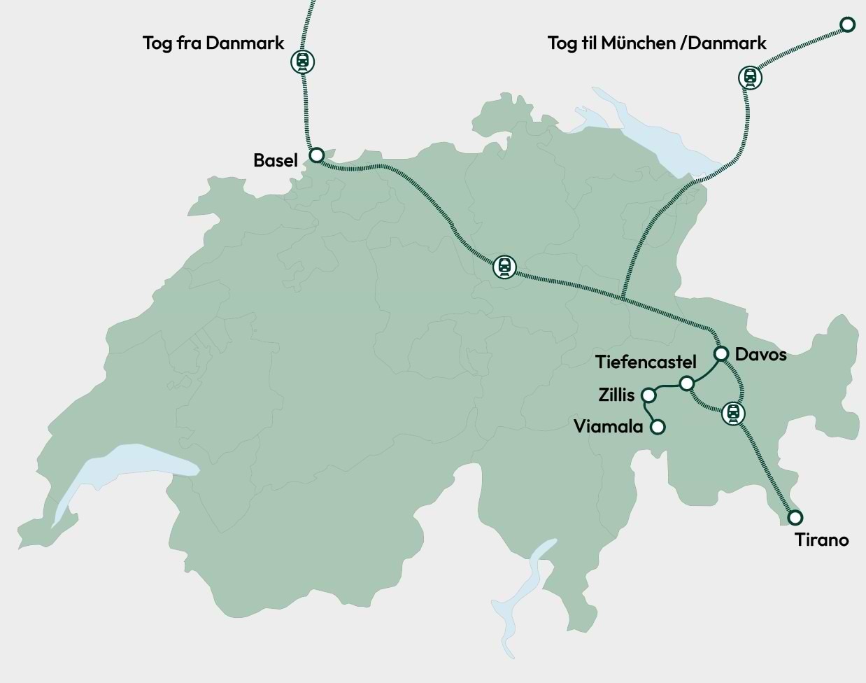 Kort over ruten, Schweiz Kort over ruten, Schweiz