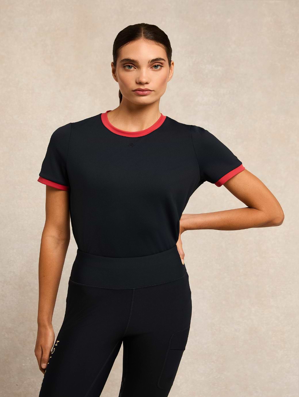 Holland Cooper Chiltern Ringer Tee Ink Navy