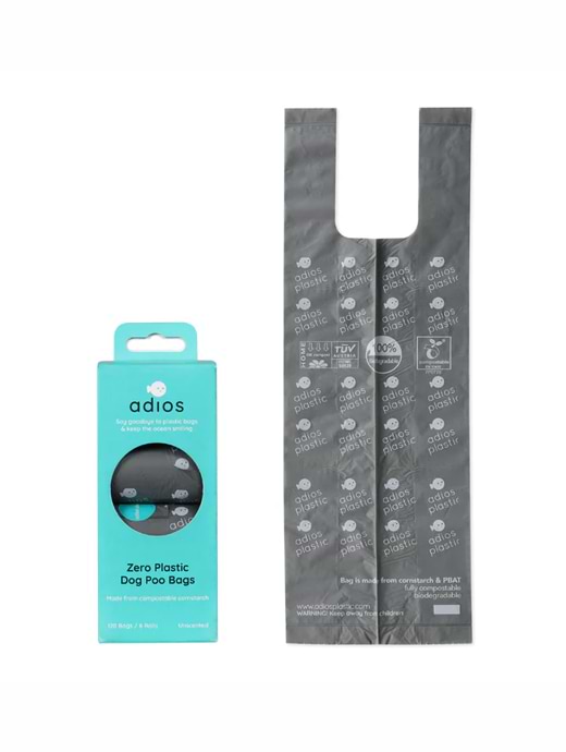 Adios Plastic Grey Poop Bags 60pk On A Roll With Handles