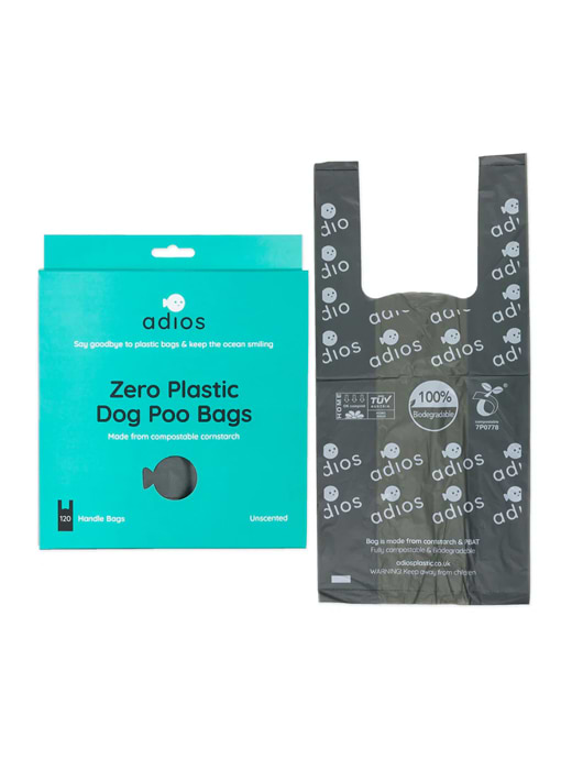 Adios Plastic Poop Bags Grey 120pk On A Roll With Handles