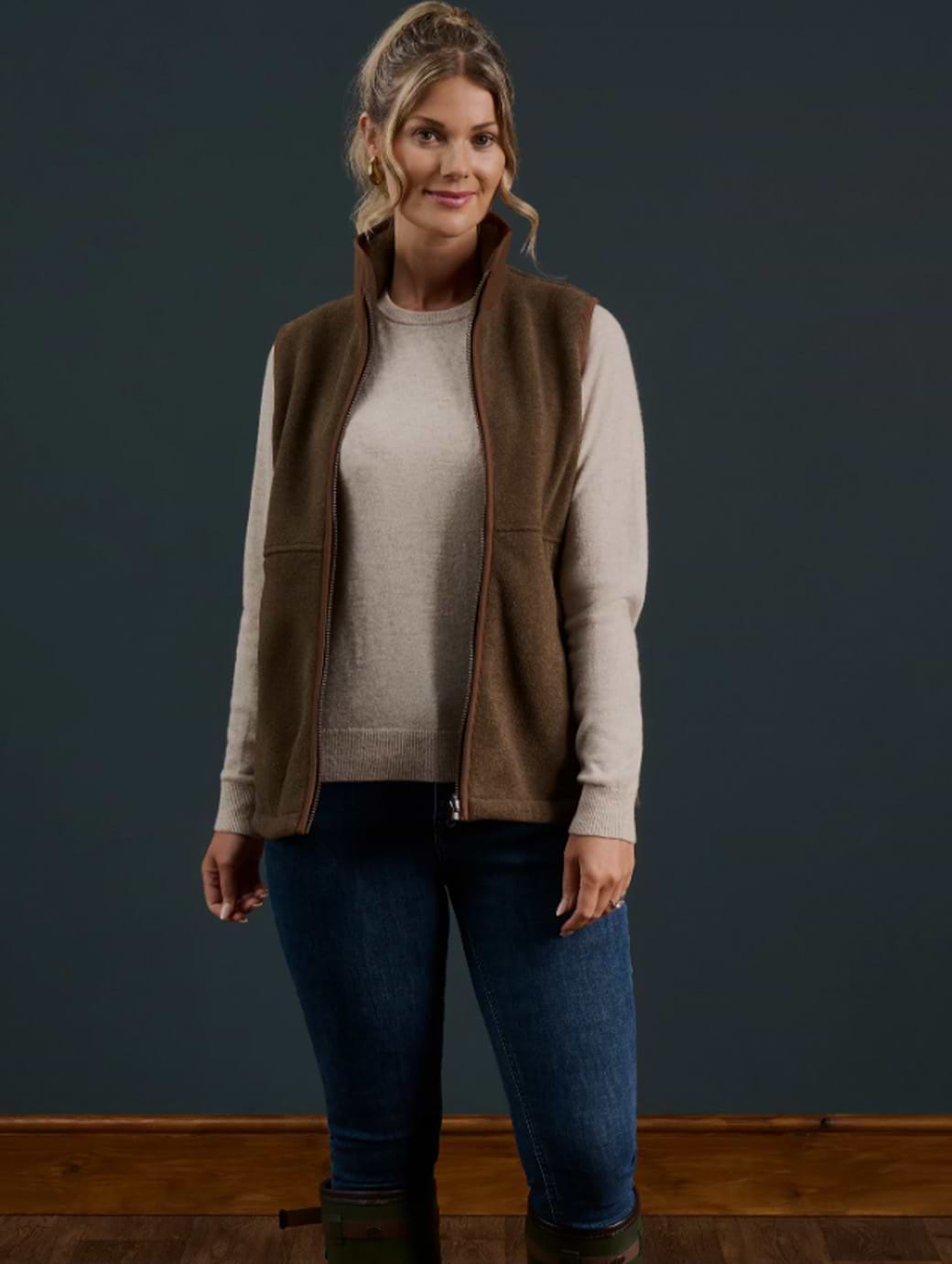 Alan Paine Women's Aylsham Fleece Waistcoat Pecan