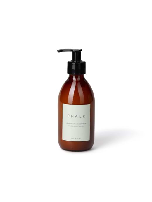 Chalk Amber Glass Hand and Body Lotion Lavender & Geranium 250ml 