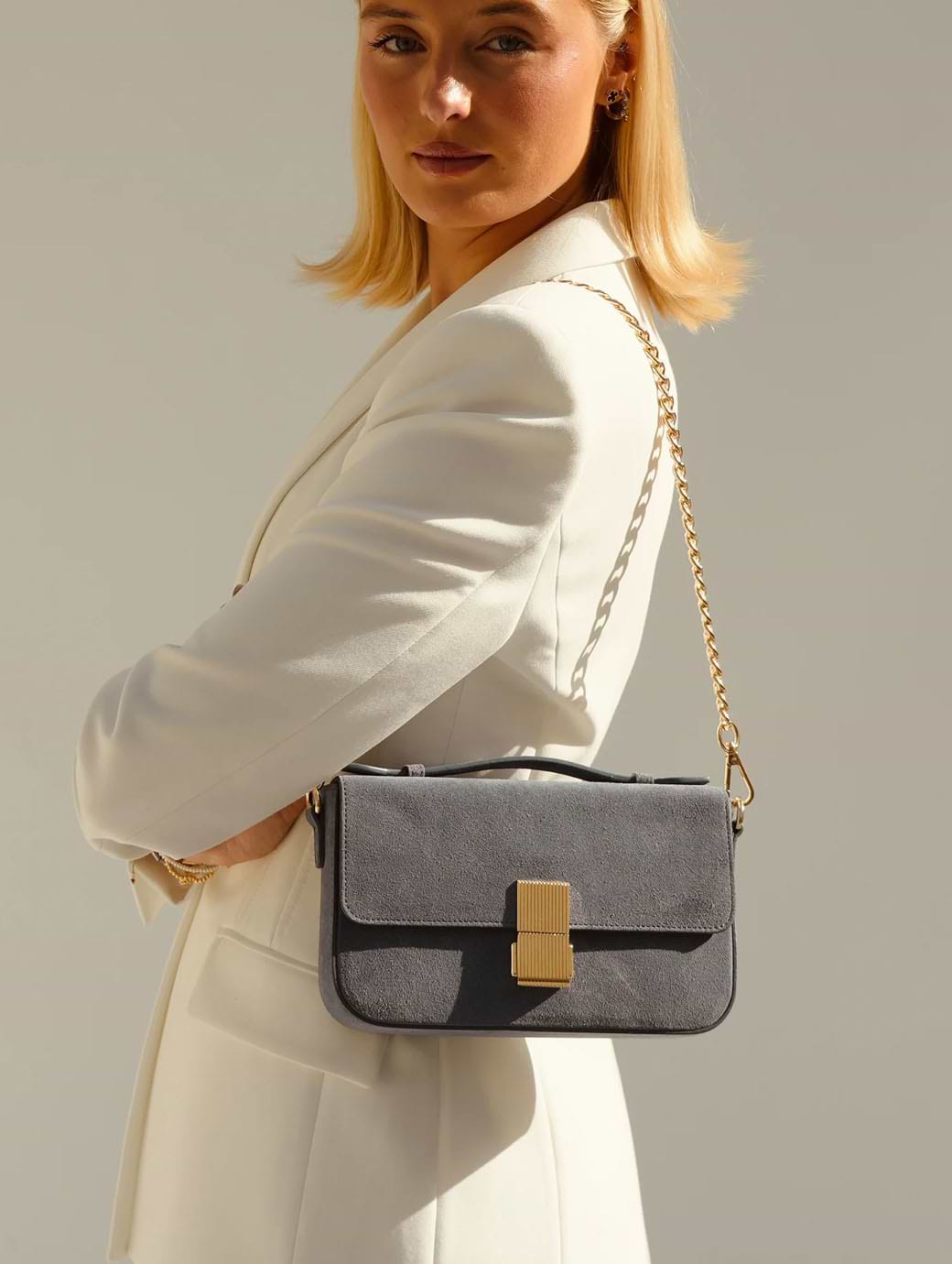 Apatchy London Women's The Flora Top Handle Denim Suede Bag Denim