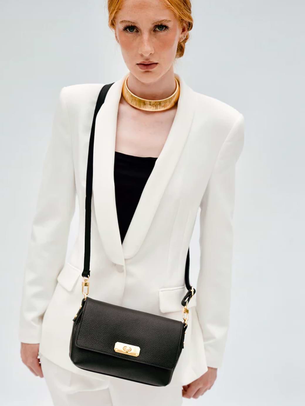 Apatchy London The Maisie Midi Black Leather Bag