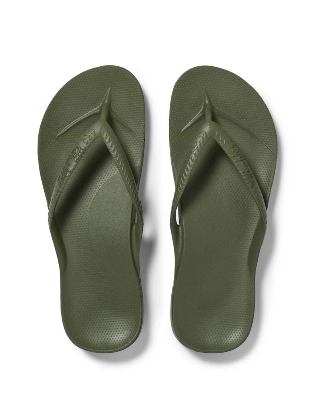 Archies Women's Arch Support Flip Flops Olive