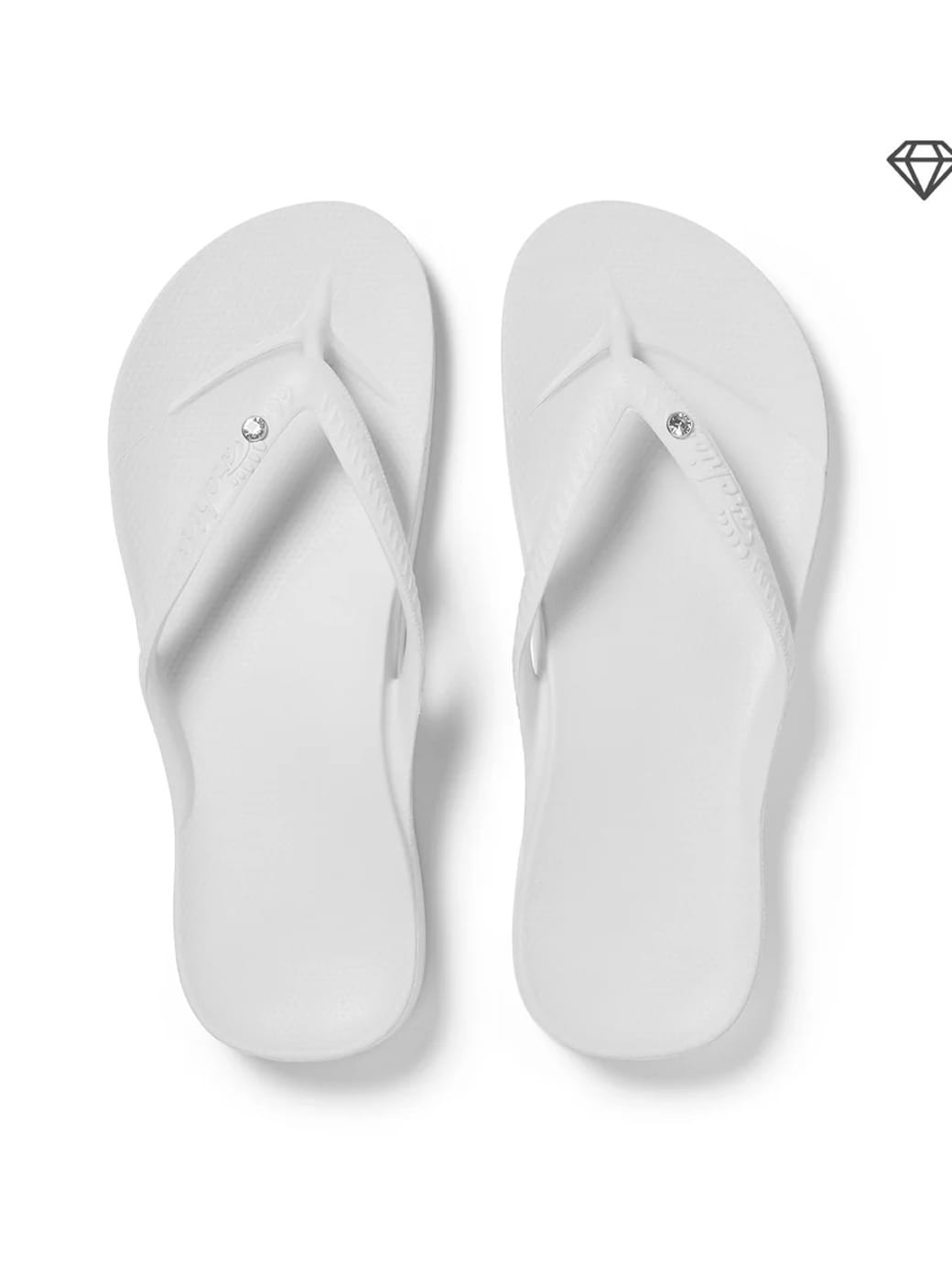 Archies Women's Arch Support Flip Flops Crystal White