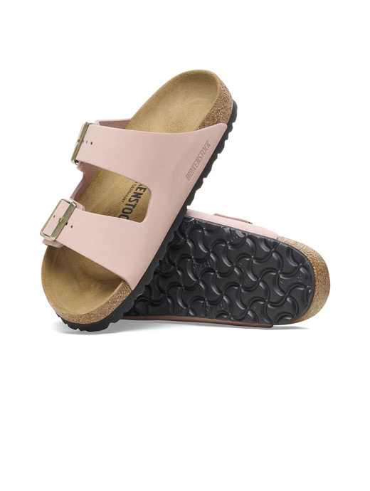 Birkenstock Women's Arizona Nubuck Leather Sandal Narrow Fit Soft Pink