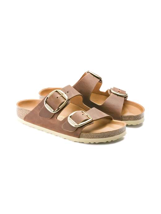 Birkenstock Women's Arizona Big Buckle Oiled Leather Sandal Narrow Fit Cognac