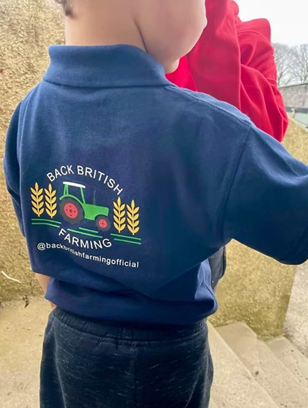 Back British Farming Children's Tractor Logo Polo Navy