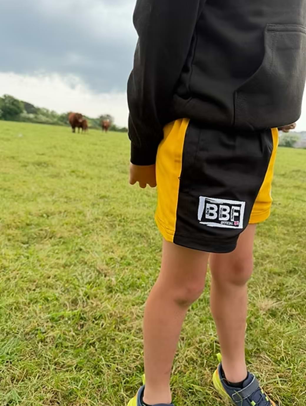 Back British Farming Kid's Contrast Shorts Black/Gold
