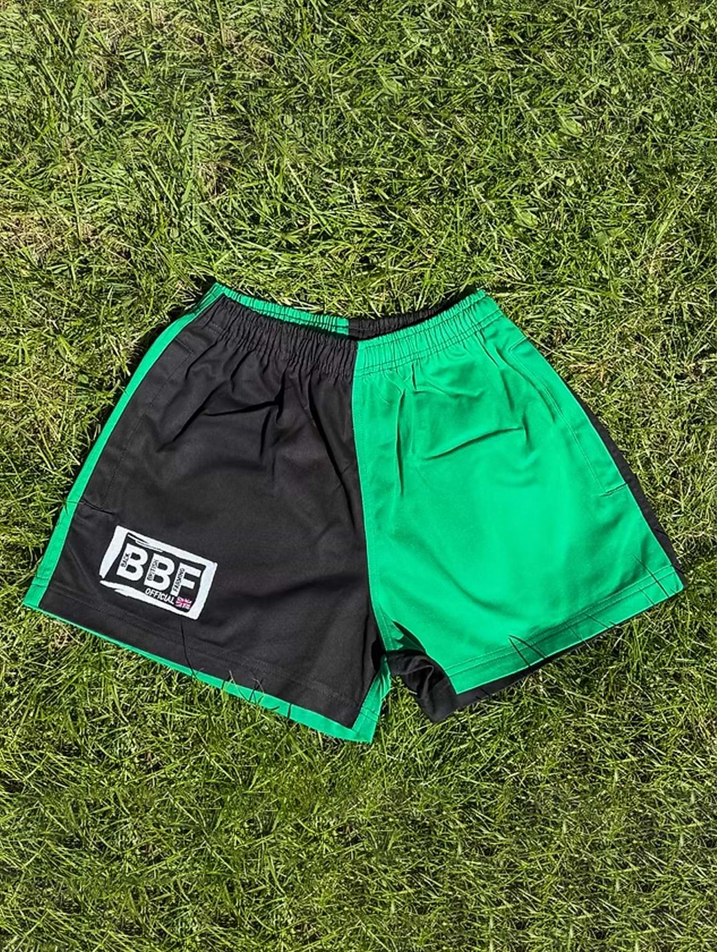 Back British Farming Kid's Contrast Shorts Black/Kelly Green