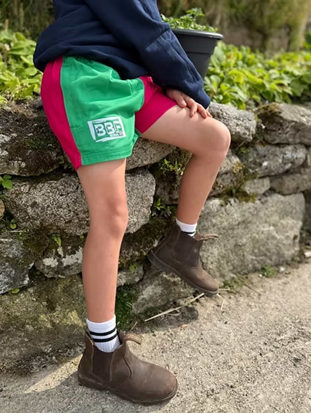 Back British Farming Kid's Contrast Shorts Pink/Green