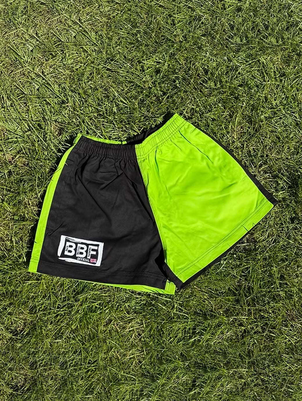 Back British Farming Kid's Contrast Shorts Black/Lime