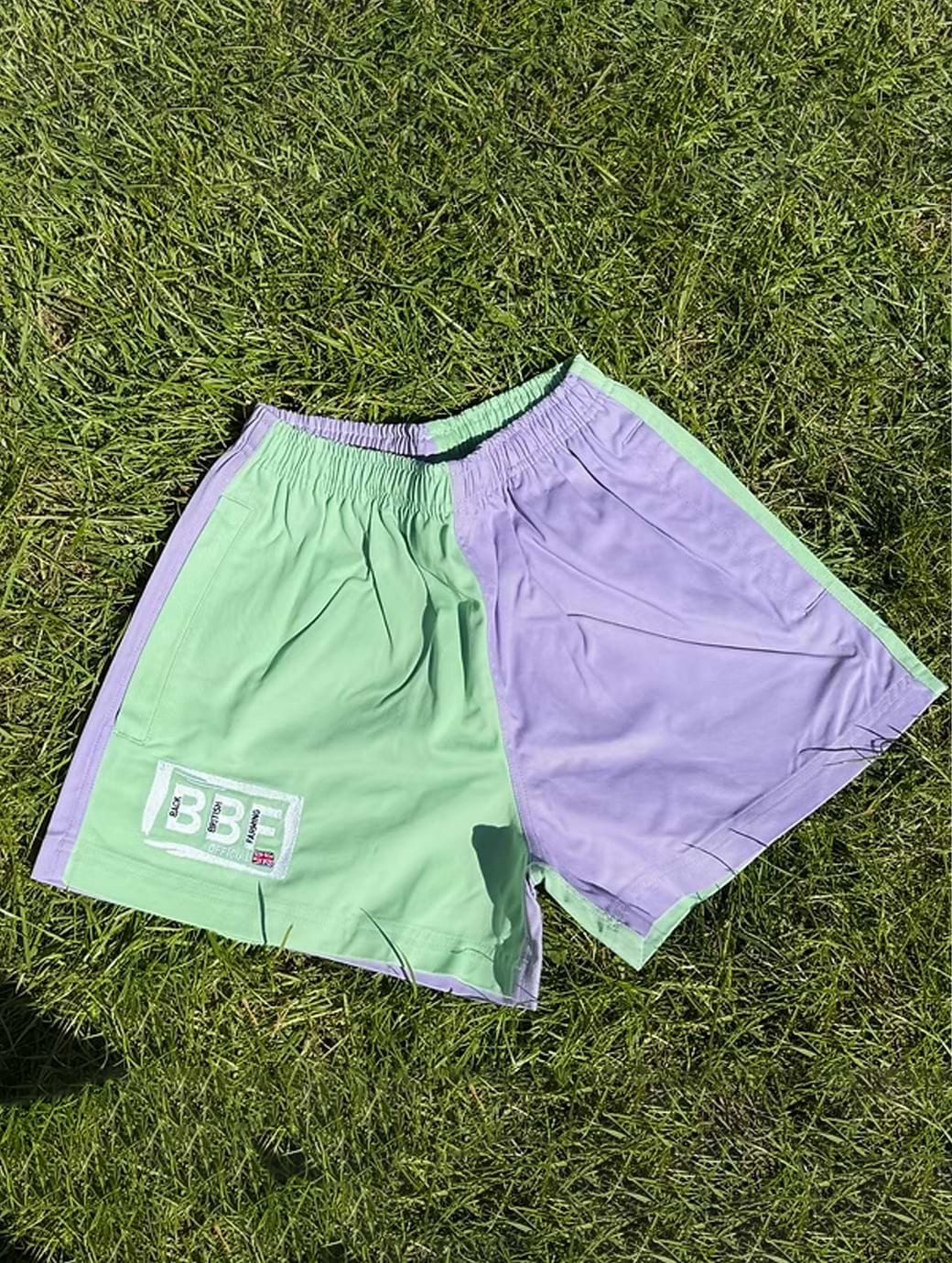Back British Farming Kid's Contrast Shorts Sage/Lilac