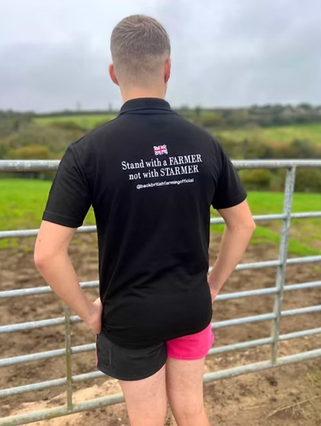 Back British Farming Men's 'Stand With A Farmer' Polo Navy