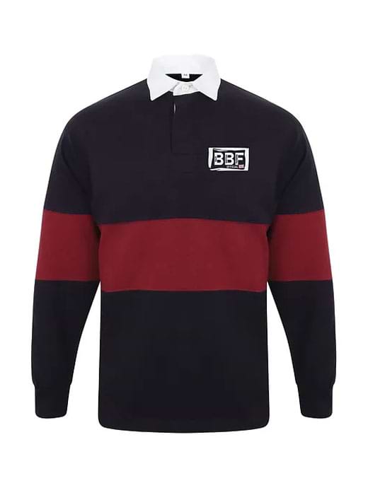 Back British Farming Men's Panelled Rugby Top Navy/Burgundy