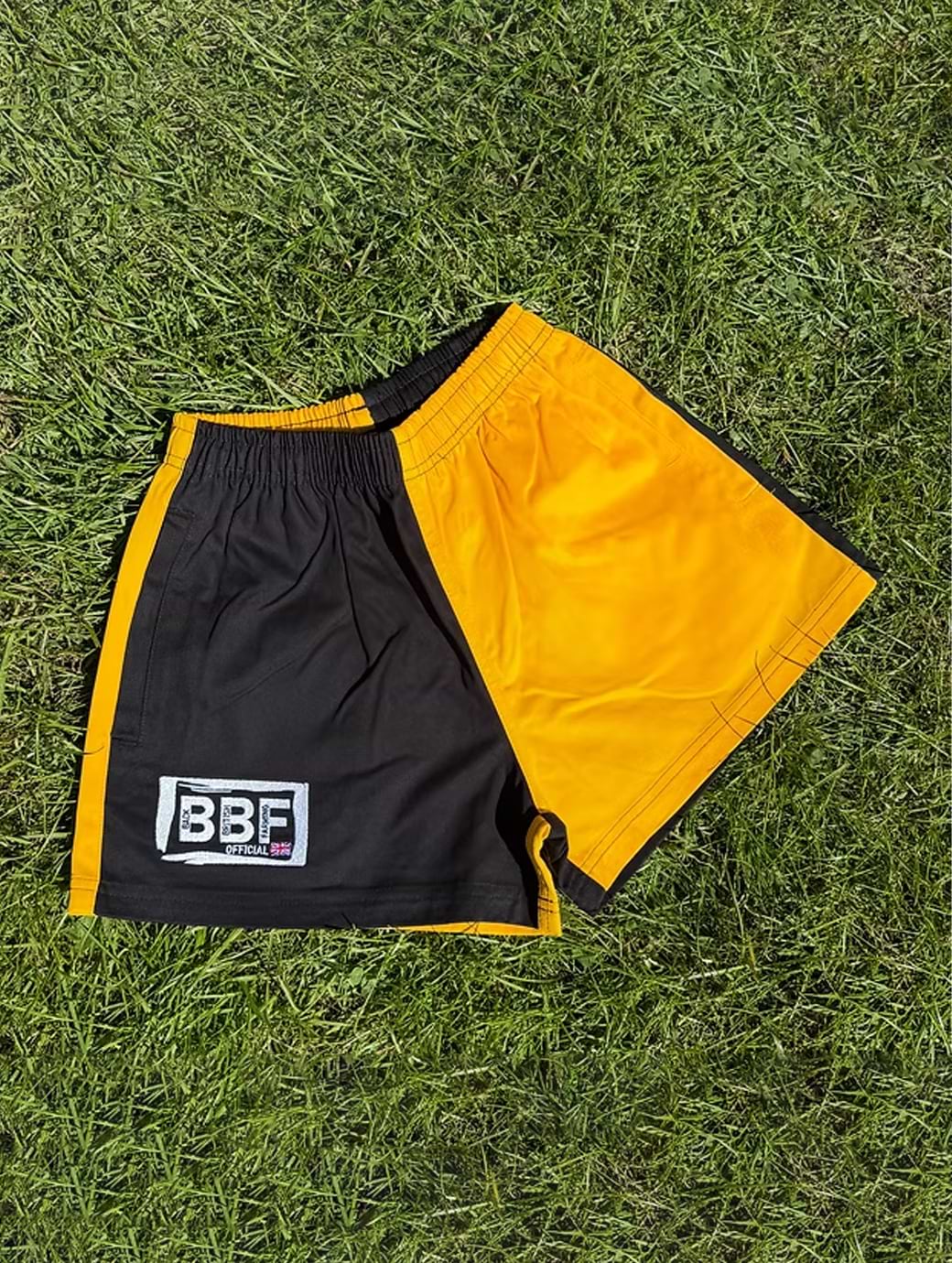 Back British Farming Unisex Contrast Shorts Black/Gold