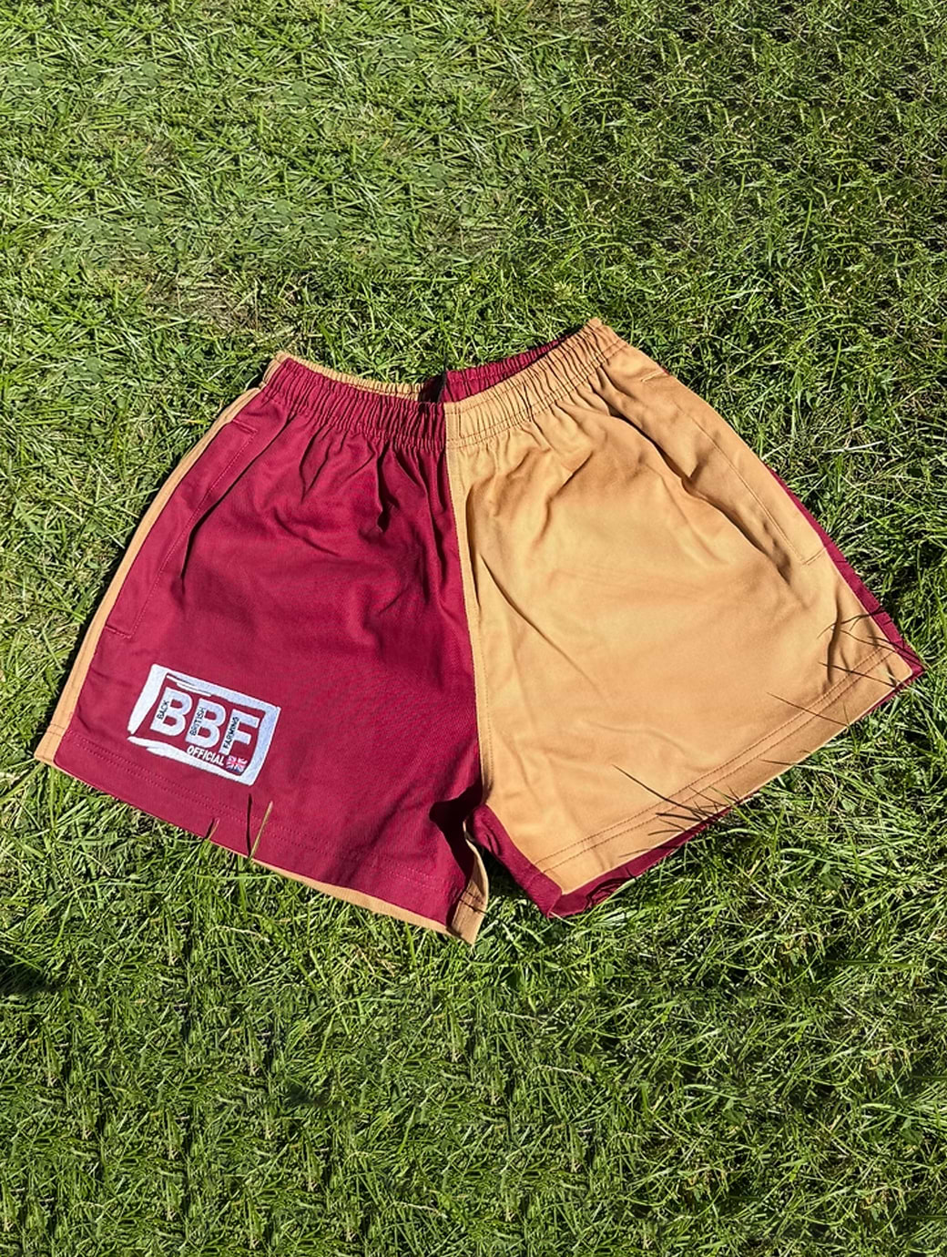 Back British Farming Unisex Contrast Shorts Burgundy/Toffee