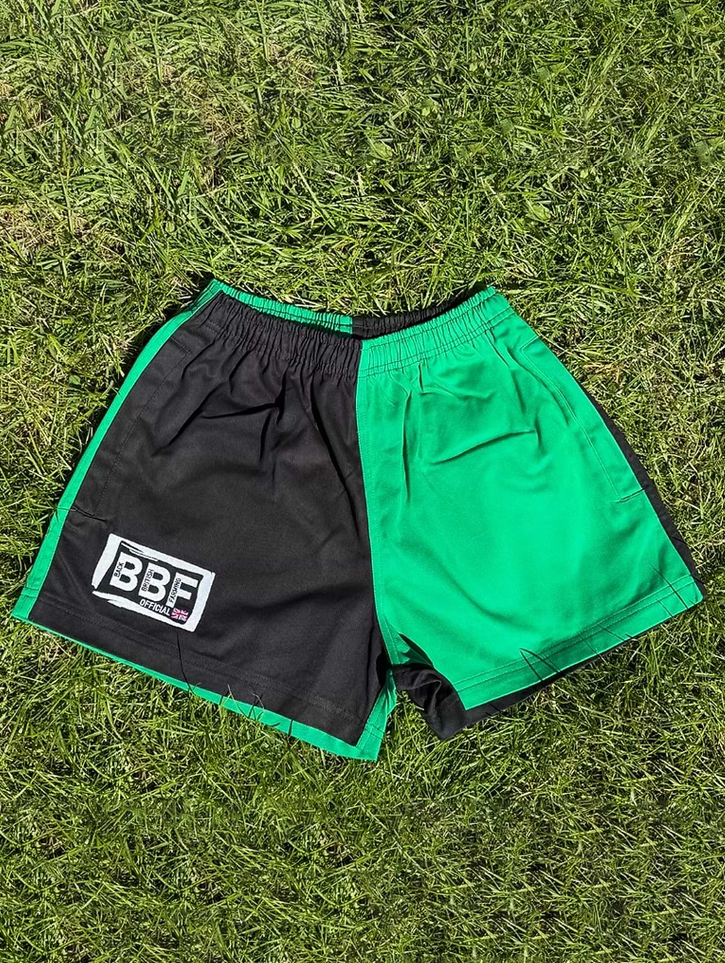 Back British Farming Unisex Contrast Shorts Kelly Green/Black