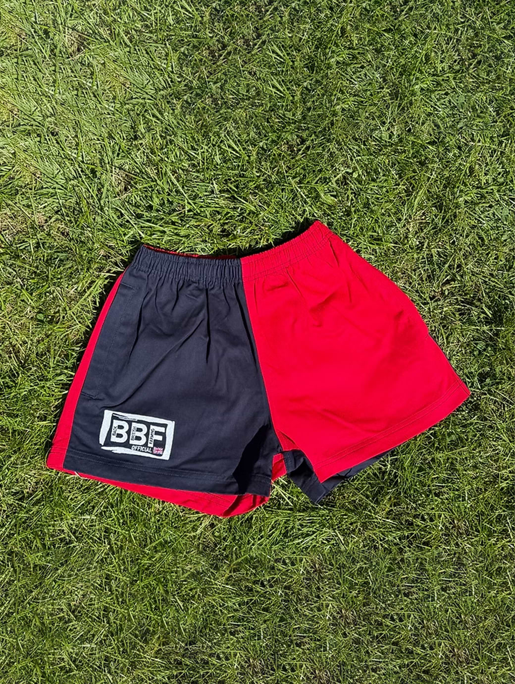 Back British Farming Unisex Contrast Shorts Navy/Red