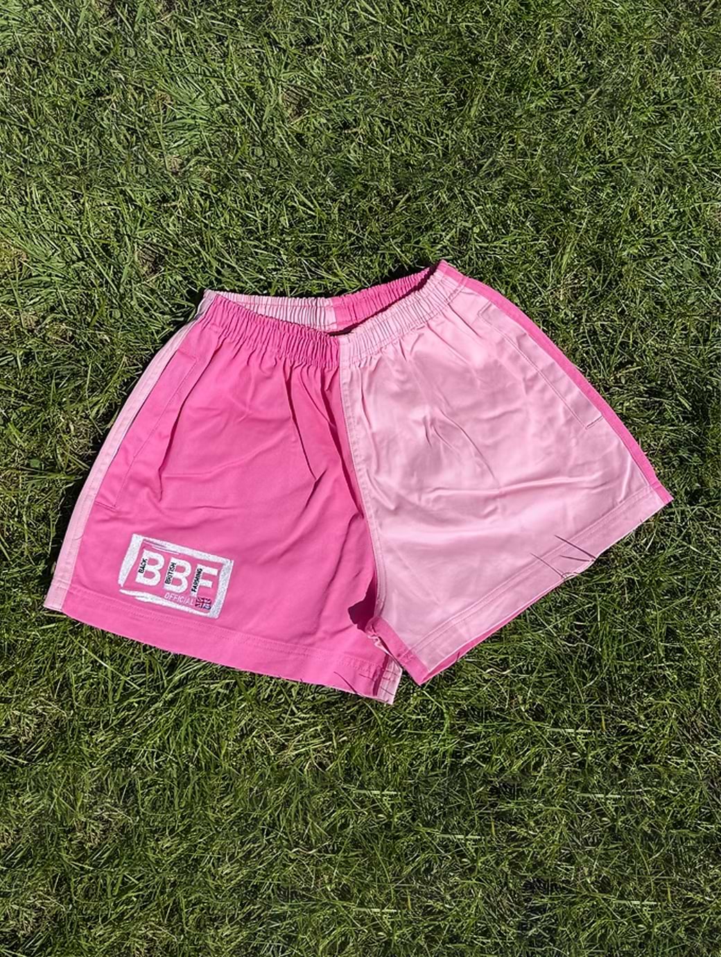 Back British Farming Unisex Contrast Shorts Pink/Baby Pink