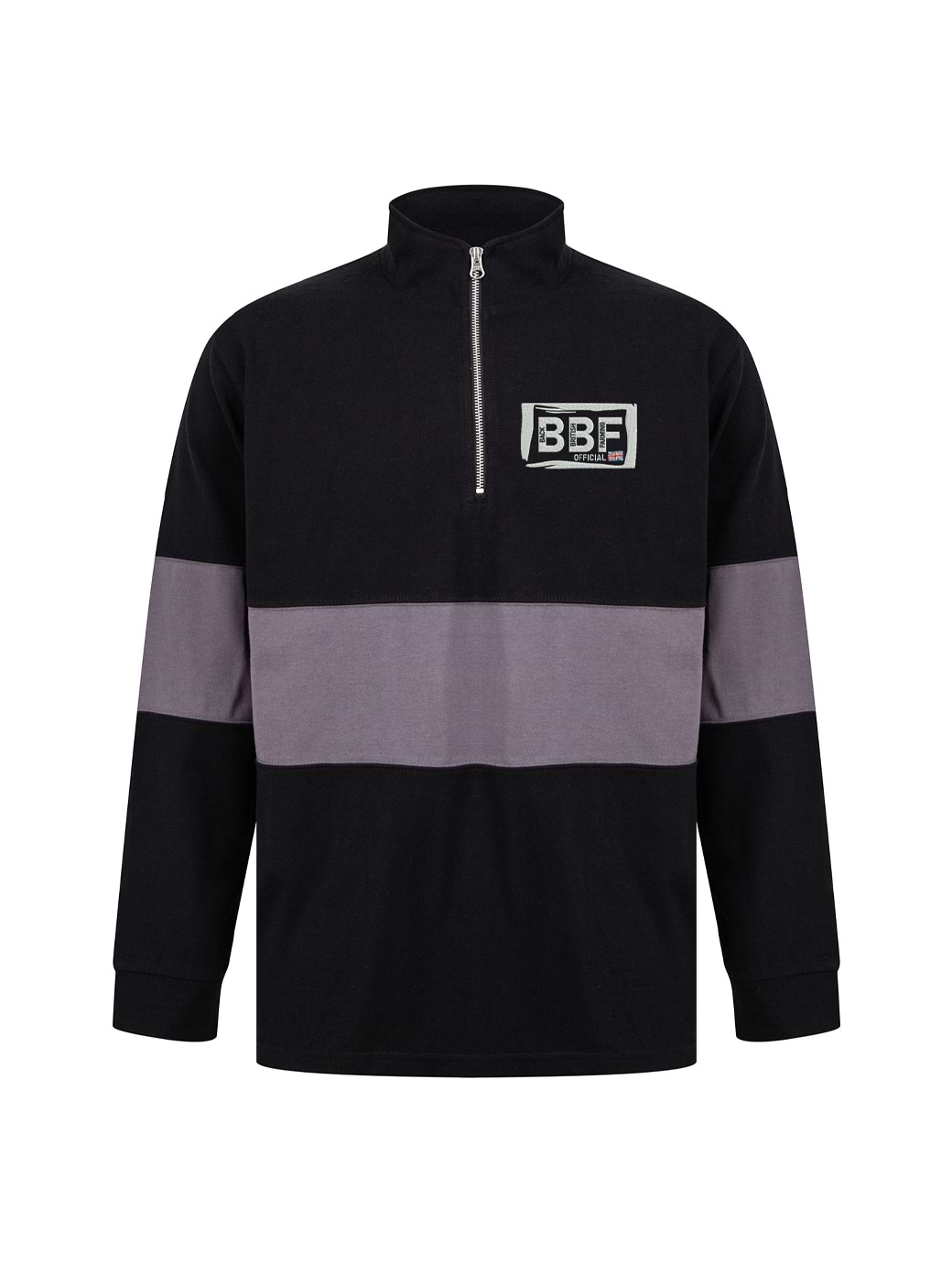 Back British Farming Unisex Panelled 1/4 Zip Black/Grey