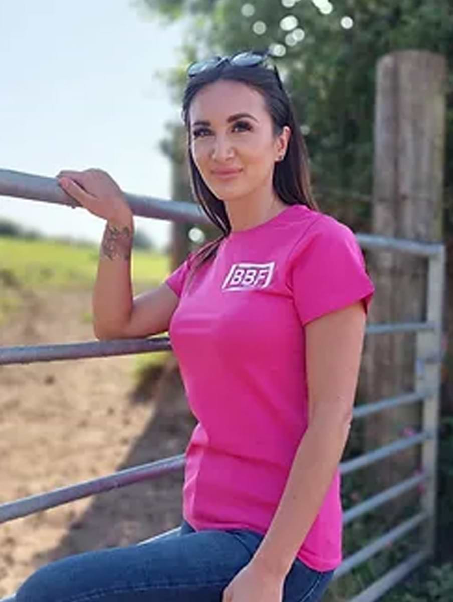 Back British Farming Women's Casual T-shirt Hot Pink