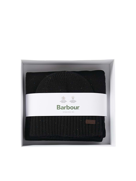 Barbour Carlton Beanie & Scarf Gift Set Black 