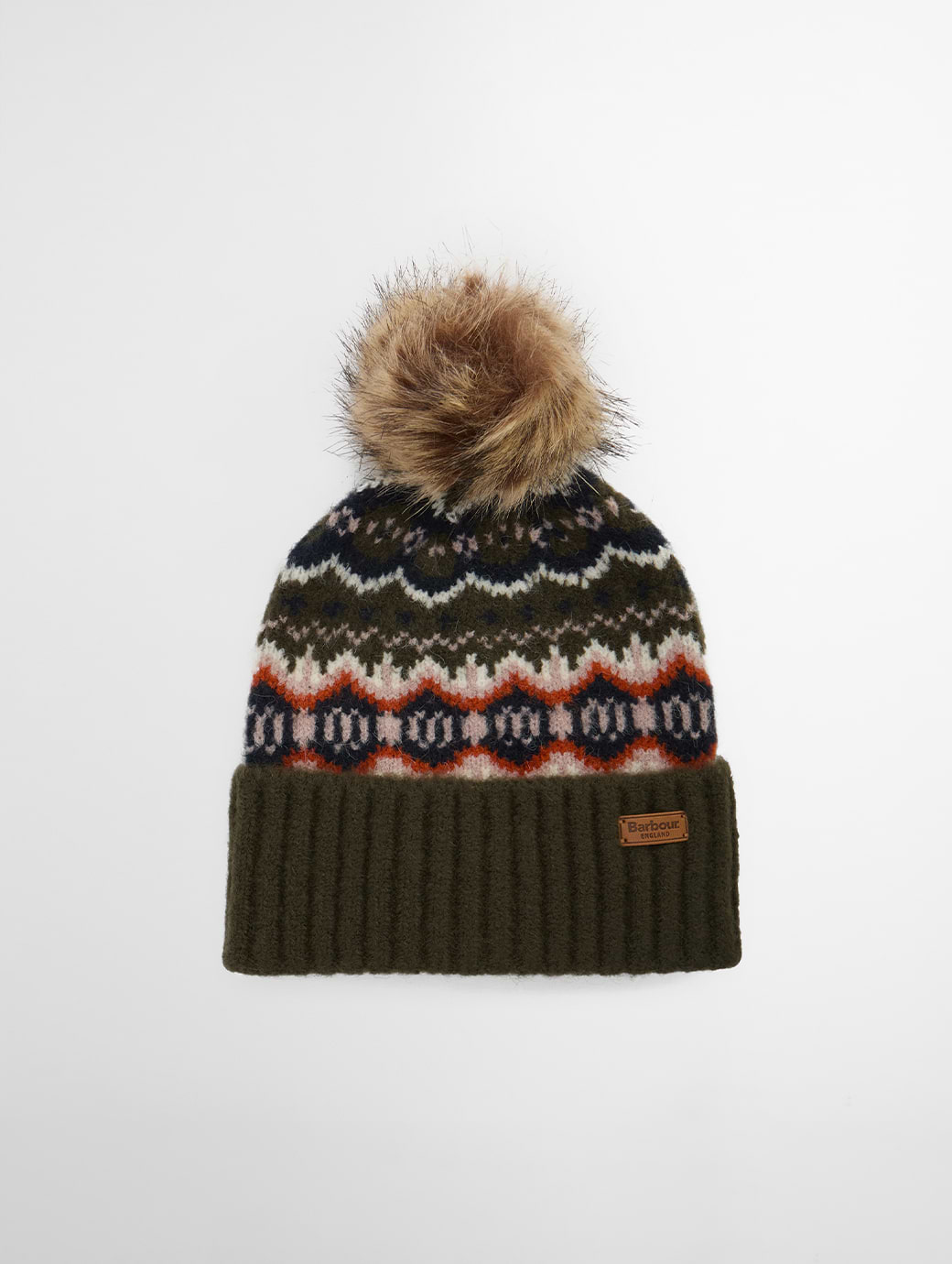 Barbour Helen Fair Isle Beanie Hat Olive