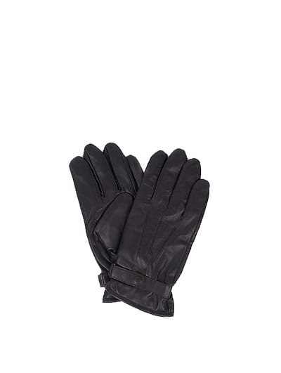 Barbour Men's Burnished Leather Thinsulate Gloves Black