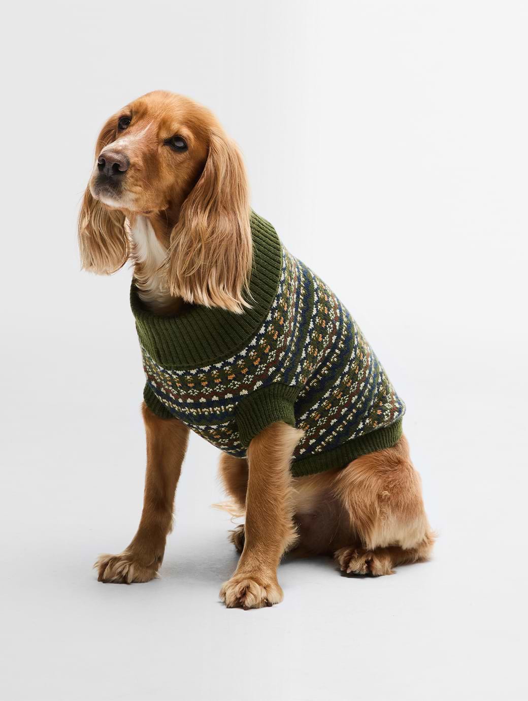 Barbour Marlow Fair Isle Dog Jumper Olive