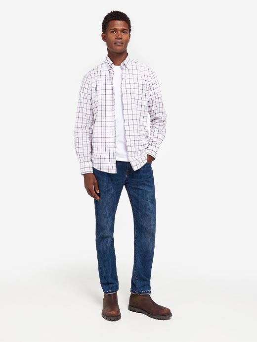 Barbour jeans mens Pink sales