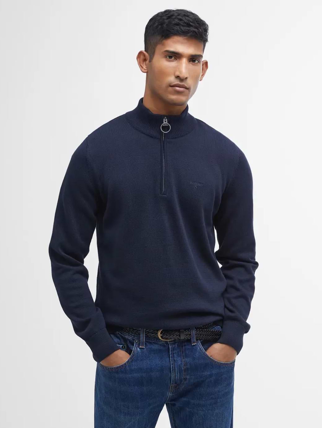 Barbour Men's Cotton Half Zip Jumper Navy