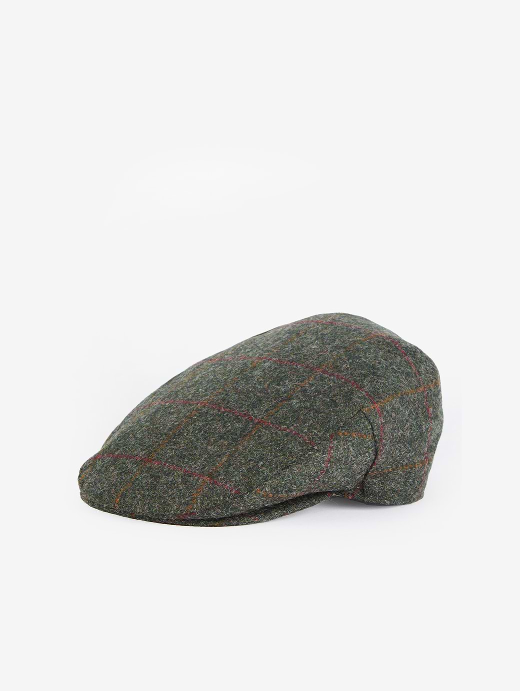Barbour Men's Crieff Flat Cap Olive/Red Overcheck